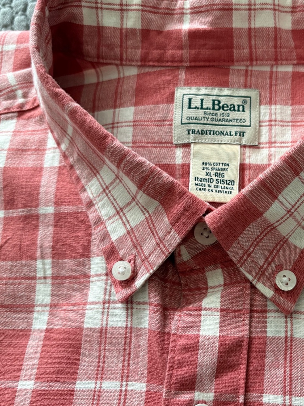 Men’s Traditional Fit Stretch Plaid Shirt – Rust/White, XL